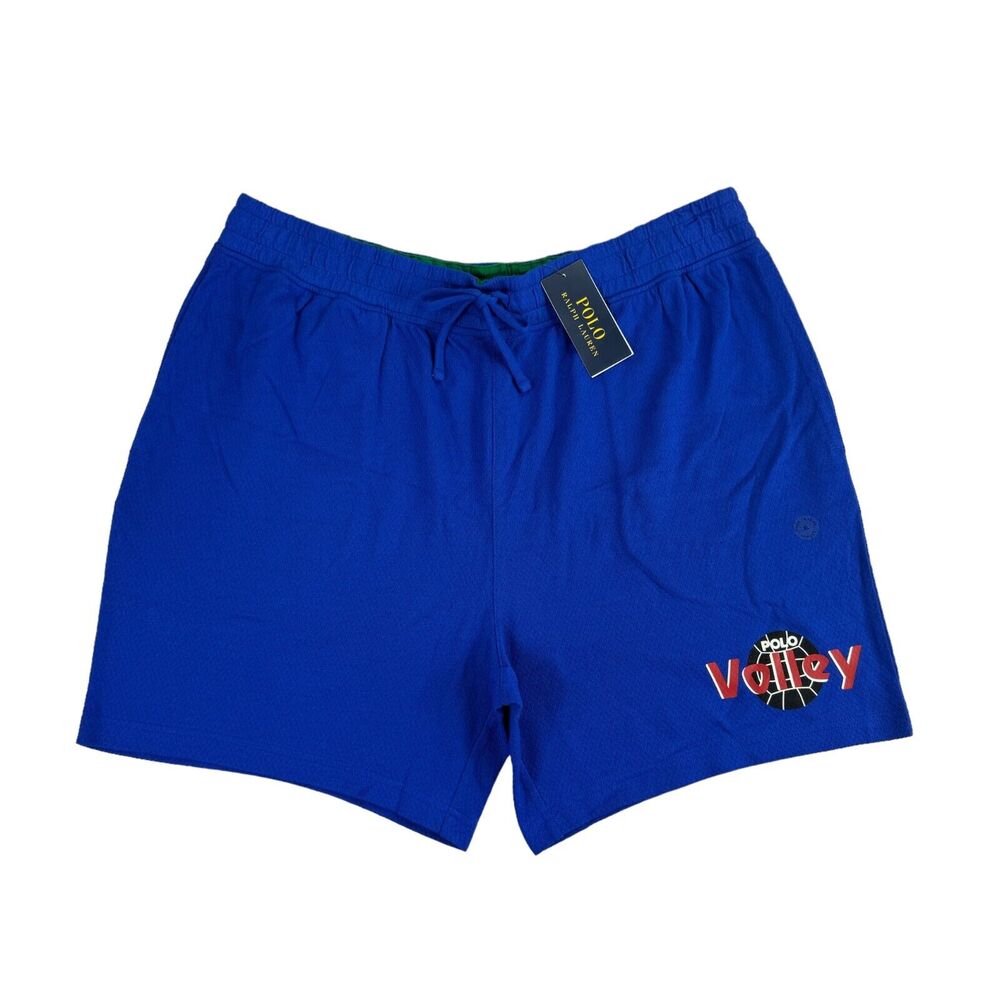 Polo Ralph Lauren Mens Cotton Waffle Knit Graphic 6" Shorts Blue XL